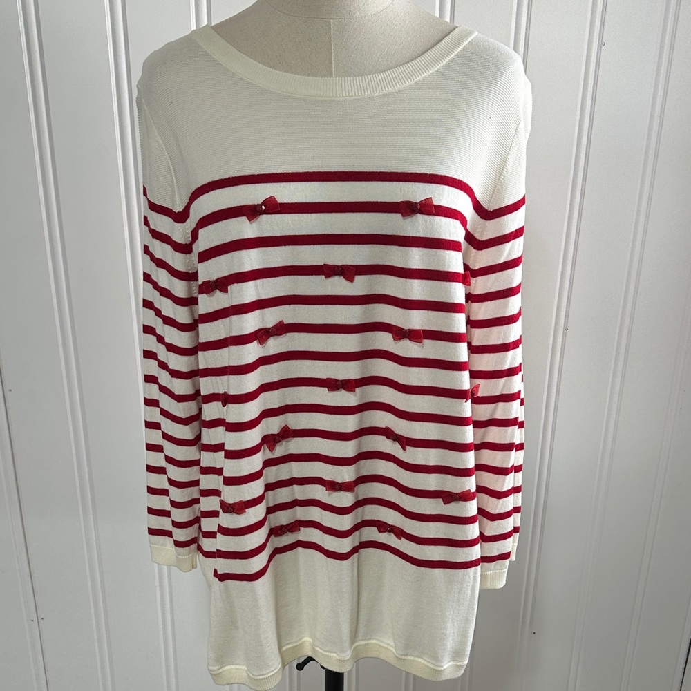 Talbots Red Bow Lightweight Sweater Size XL